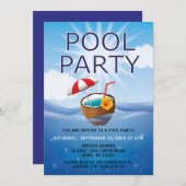 Moderne Simple Pool Party Kaart (Voorkant / Achterkant)