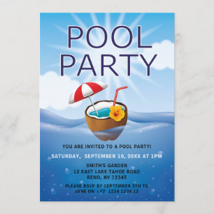 Moderne Simple Pool Party Kaart