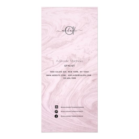 Moderne Simple Roos Marble Salon Service Menu (Voorkant)