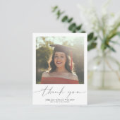 Moderne Simple Script Afstuderen Foto bedankt Briefkaart (Staand voorkant)