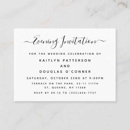 Moderne Simple Script Evening Event Ticket nodigt (Voorkant)