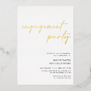 Moderne Simple Script Folie Engagement Party Folie Uitnodiging