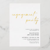 Moderne Simple Script Folie Engagement Party Uitnodiging (Voorkant)