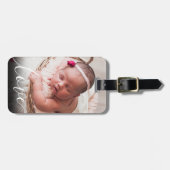 Moderne Simple Script Love Baby Foto Bagagelabel (Voorkant horizontaal)