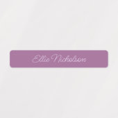 Moderne Simple Script Paars Girly Waterproof Name Labels (Design 1)