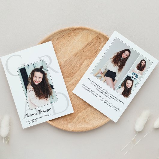 Moderne Simple Script Photo Collage Afstuderen Kaart