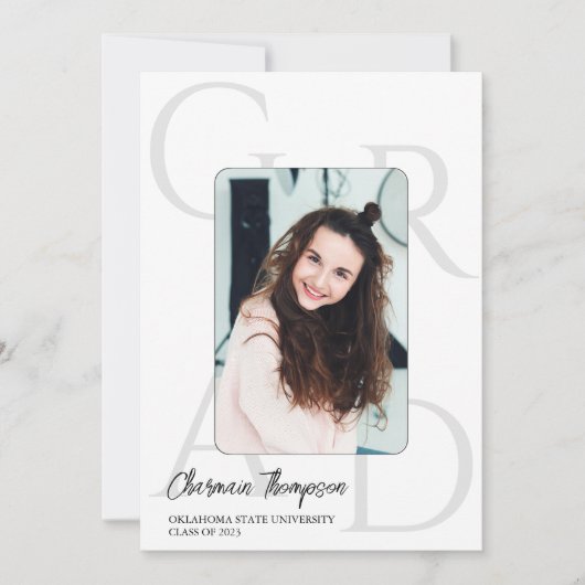 Moderne Simple Script Photo Collage Afstuderen Kaart (Voorkant)