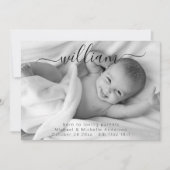 Moderne Simple Script Photo Sweet Baby Birth Aankondiging (Voorkant)