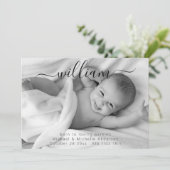 Moderne Simple Script Photo Sweet Baby Birth Aankondiging (Staand voorkant)