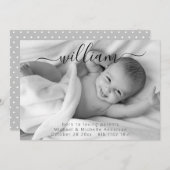 Moderne Simple Script Photo Sweet Baby Birth Aankondiging (Voorkant / Achterkant)