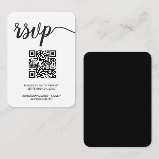 Moderne Simple Script RSVP QR Code Weddenschap Web Informatiekaartje (Voorkant / Achterkant)