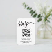 Moderne Simple Script RSVP QR Code Weddenschap Web Informatiekaartje (Staand voorkant)