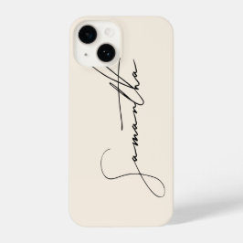 Moderne Simple Signature Script Calligraphy Cream iPhone 14 Hoesje