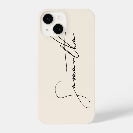 Moderne Simple Signature Script Calligraphy Cream iPhone Hoesje (Achterkant)