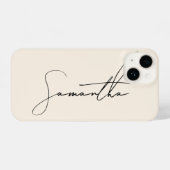 Moderne Simple Signature Script Calligraphy Cream iPhone Hoesje (Achterkant horizontaal)