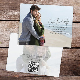 Moderne Simple Trendy Photo Wedding QR Code Save The Date