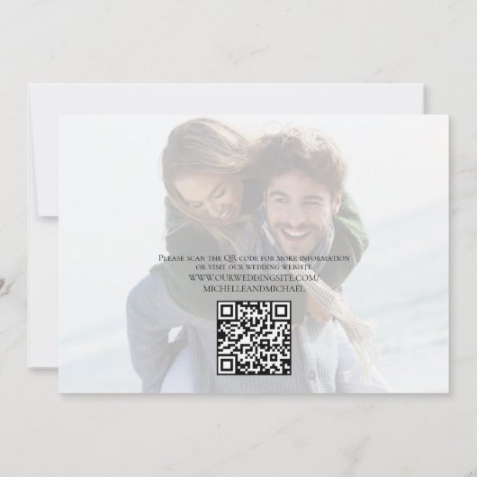 Moderne Simple Trendy Photo Wedding QR Code Save The Date (Achterkant)