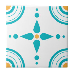 Moderne Simple Turquoise White Yellow Pattern-teil Tegeltje