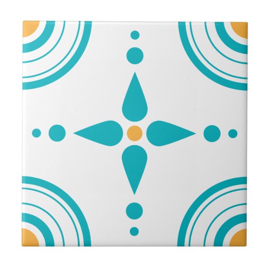 Moderne Simple Turquoise White Yellow Pattern-teil Tegeltje (Voorkant)