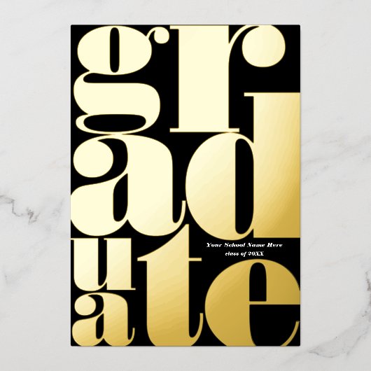 Moderne Simple Typography Graduation Party Real Folie Uitnodiging (Voorkant)