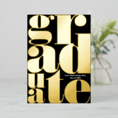 Moderne Simple Typography Graduation Party Real Folie Uitnodiging (Staand Voorkant)