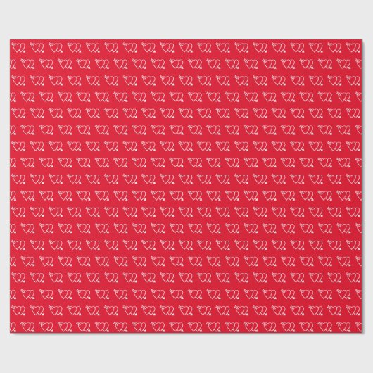 Moderne Simple Valentijn Two Red Hearts Pattern Cadeaupapier (Vlak)