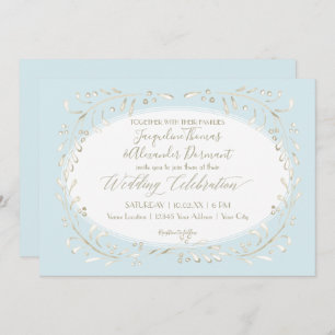 Moderne Simple Waterverf Foliage Blue Script Kaart