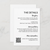 Moderne Simple Wedding Details Kaart (Voorkant / Achterkant)
