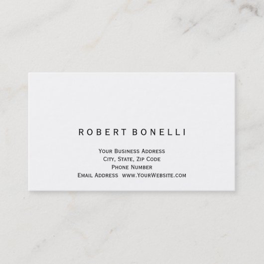 Moderne Simple White Color Consultant-Visitekaartj Visitekaartje (Voorkant)