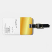 Moderne Simple White Gold Color Minimalist Bagagelabel (Voorkant horizontaal)