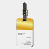 Moderne Simple White Gold Color Minimalist Bagagelabel (Voorkant verticaal)