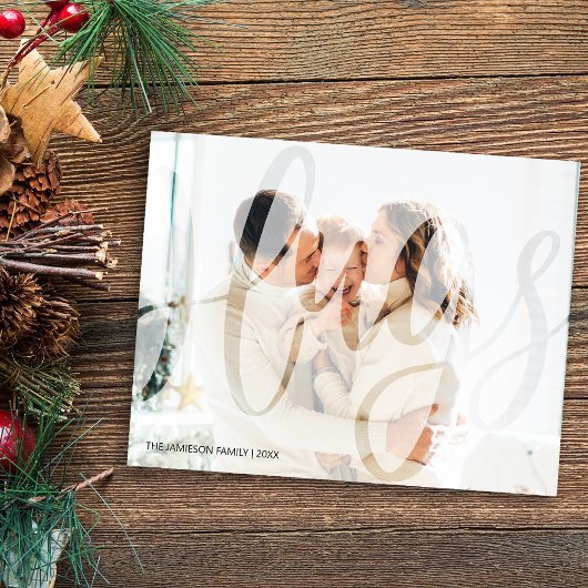 Moderne Simplistic Hugs-foto met Kerstmis Feestdagenkaart