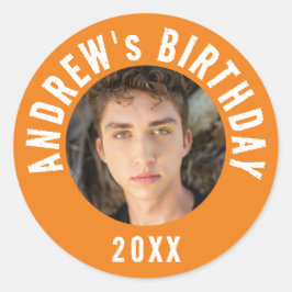 Moderne Sinaasappel en wit gedurfde typografie fot Ronde Sticker