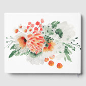 Moderne Sinaasappel groen wilde bloemen Gastenboek (Achterkant)