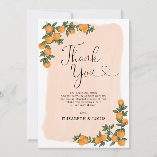 Moderne Sinaasappel van citrusvruchten - botanisch Bedankkaart (Voorkant)