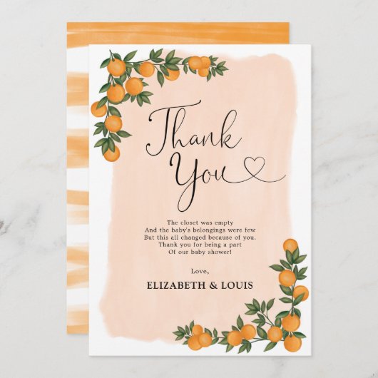 Moderne Sinaasappel van citrusvruchten - botanisch Bedankkaart (Voorkant / Achterkant)