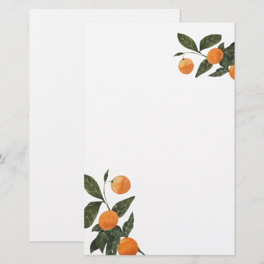 Moderne Sinaasappels en bladeren die aanpasbaar zi Briefpapier (Voorkant / Achterkant)