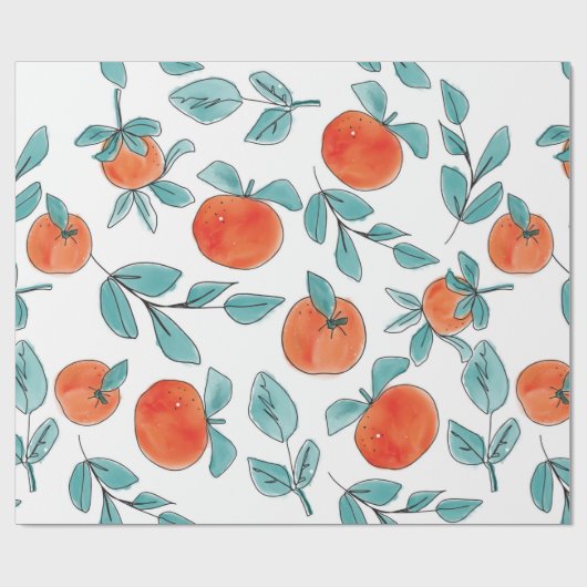  moderne sinaasappels fruit hand getekende illustr cadeaupapier (Vlak)