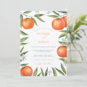 Moderne Sinaasappels Mediterrane citrusbruiloft Kaart (Staand voorkant)