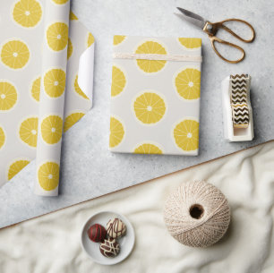 Moderne Sinaasappels Pattern Yellow Grey Cadeaupapier