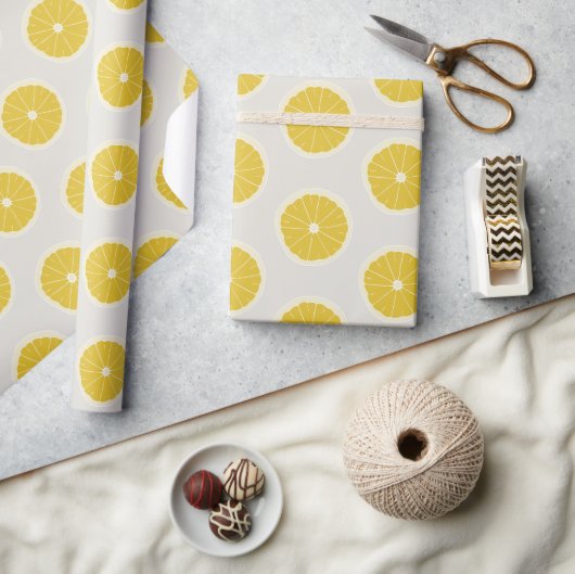 Moderne Sinaasappels Pattern Yellow Grey Cadeaupapier (Crafts)