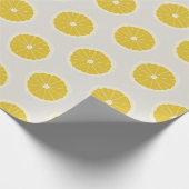 Moderne Sinaasappels Pattern Yellow Grey Cadeaupapier (Hoek)