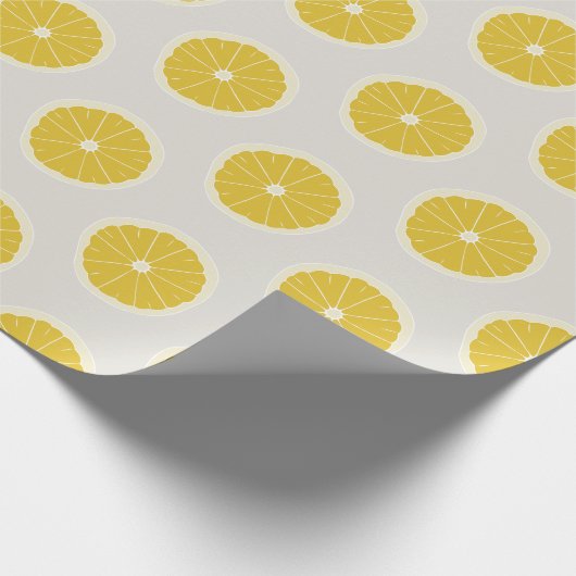 Moderne Sinaasappels Pattern Yellow Grey Cadeaupapier (Hoek)