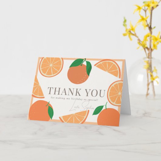 Moderne Sinaasappels & Sinaasappel Slices Verjaard Kaart (Gele Bloem)