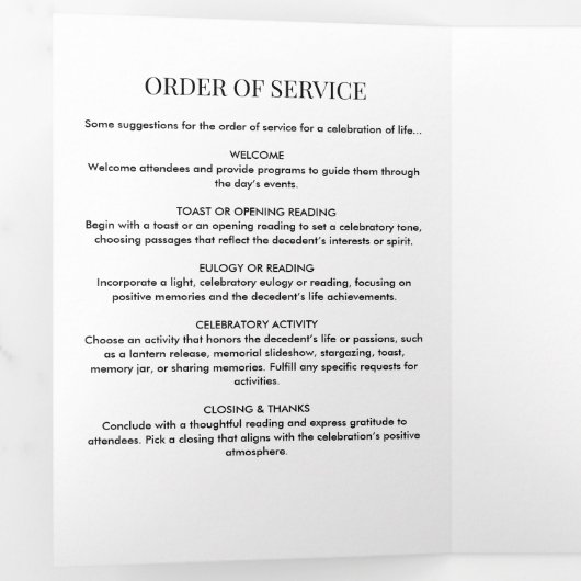 Moderne Single Arch Fotoviering van het Leven Drieluik Programma (Binnenzijde eerst)