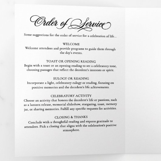 Moderne Single Arch Fotoviering van het Leven Tri- Drieluik Programma (Binnenzijde eerst)