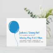 Moderne Single Blue Ballon Verjaardagsfeest Kaart (Staand voorkant)