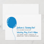 Moderne Single Blue Ballon Verjaardagsfeest Kaart (Voorkant / Achterkant)