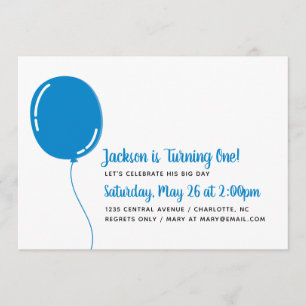 Moderne Single Blue Ballon Verjaardagsfeest Kaart