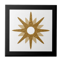 Moderne Single Gold Starburst Black Lijst keramisc Tegeltje
